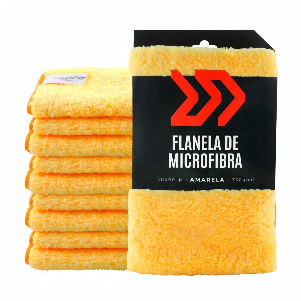Flanela Microfibra autoamerica premium 40x60 amarela limpeza automotiva