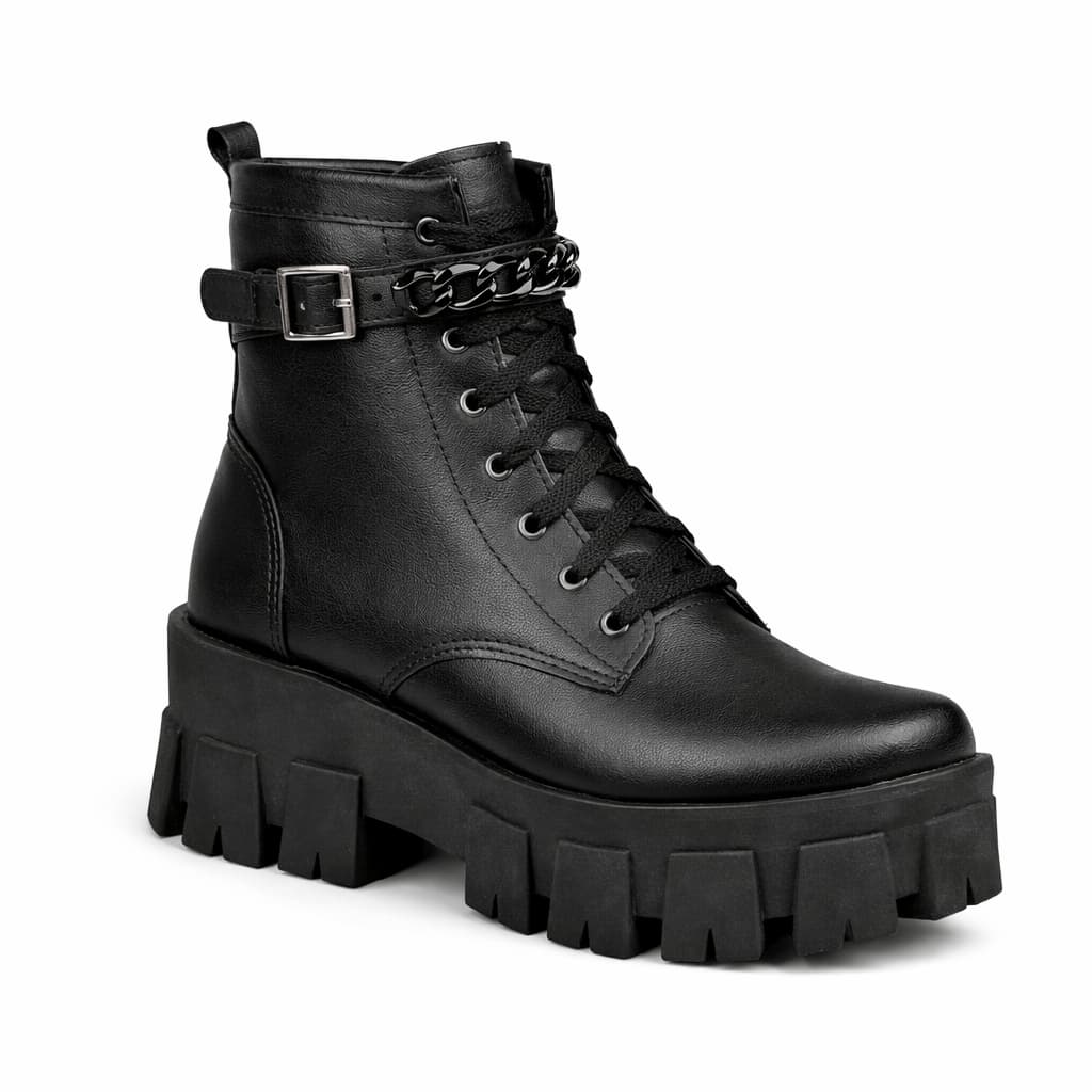 Bota Coturno Feminino Tratorado Corrente