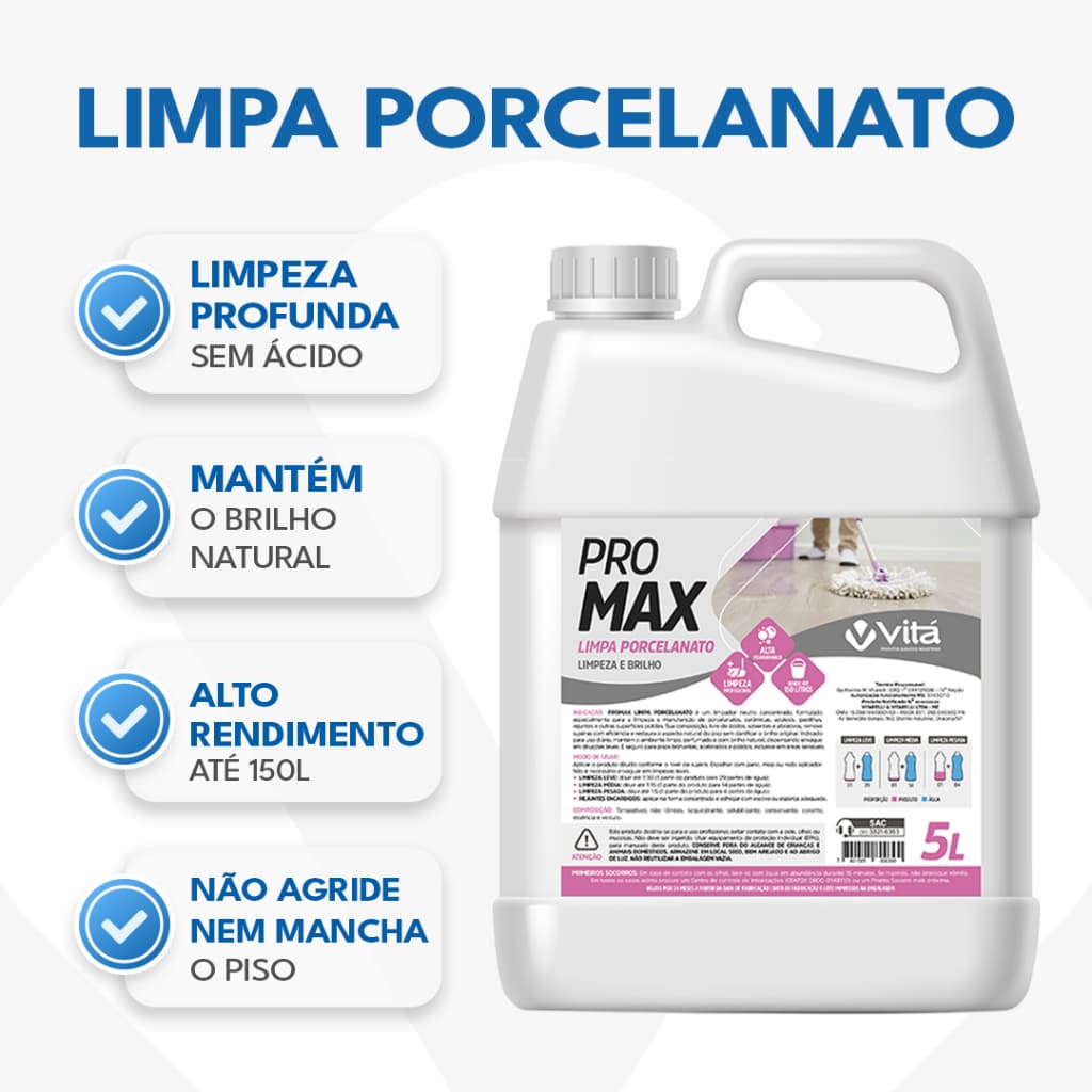 Limpa Porcelanato Piso Polido e Esmaltado Limpa Realça e da Brilho