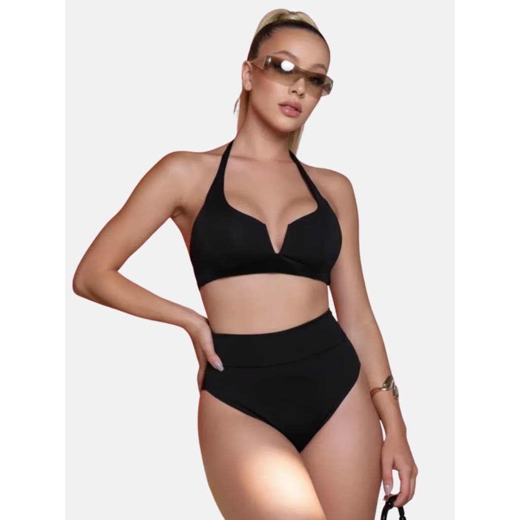 Biquíni HotPant Feminino Forrado Meia Taça Retrô Cintura Alta Bojo Removivel Engana Mamae Moda Praia