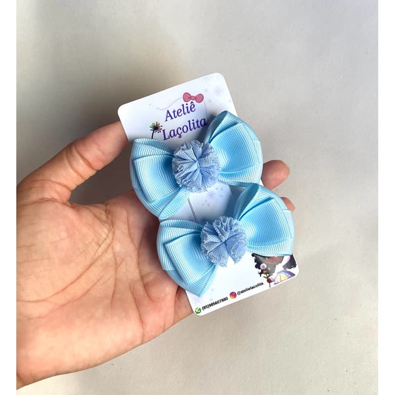parzinho de laços, laço cruzado, laço com pompom, par de laços, varias cores