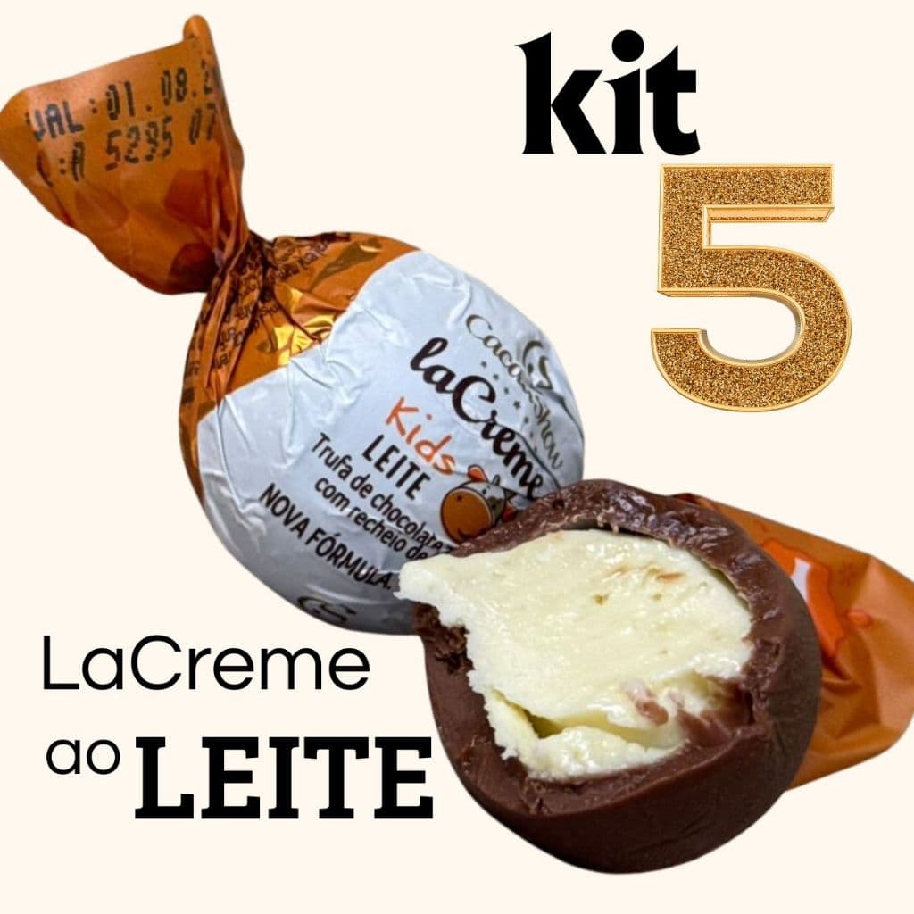 Trufa bombom laCreme Kids de Chocolate ao Leite 13,5g Kit com 5 unidades Cacau Show