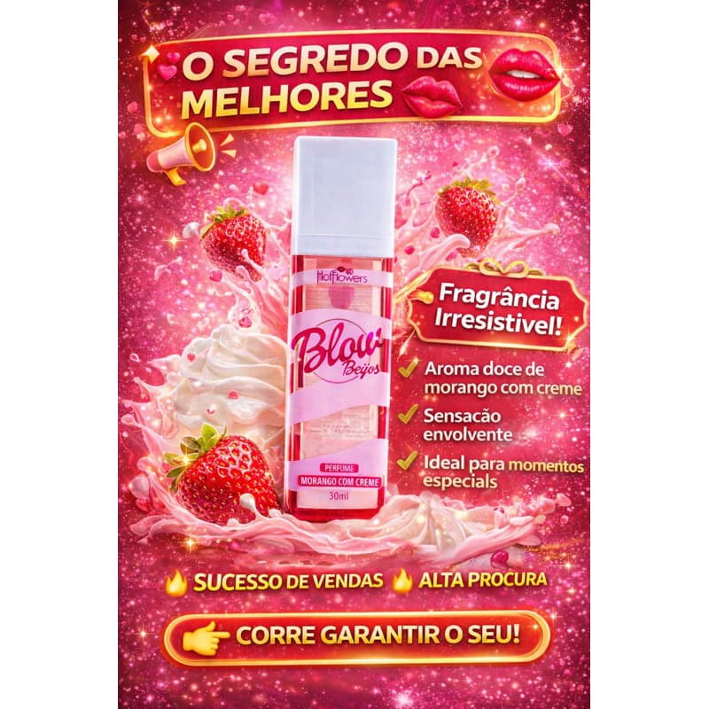 Perfume Blow Beijos Morango com Creme 30ml Doce Feminino Alta Fixação Original