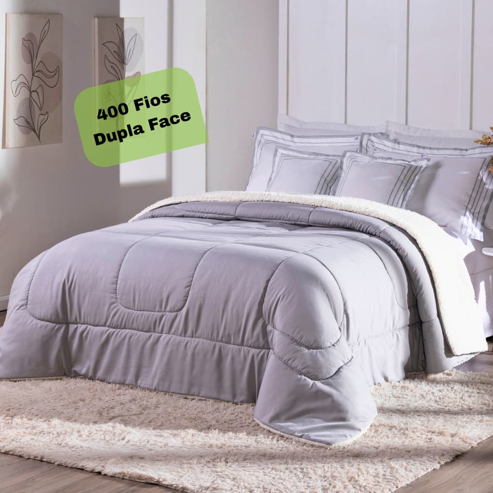 Cobertor Coberdrom Kit 5 Peças Casal King 400 Fios Dupla Face Sherpa Quente Macio Premium
