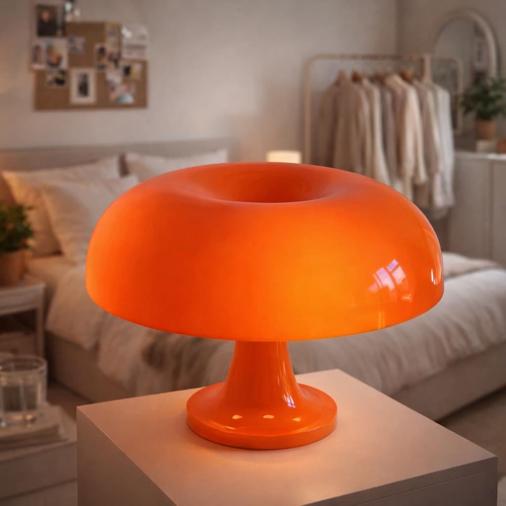 Luminária Abajur De Led  Formato Cogumelo  Retrô USB  Quarto Sala Estudo Decoração Vintage