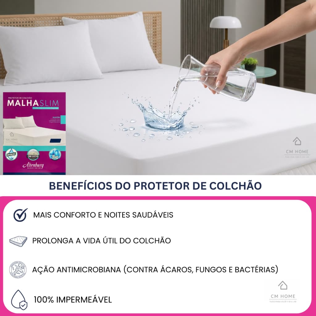 Protetor de Colchão Altenburg Queen Impermeável Malha Slim 1,60x2,00m