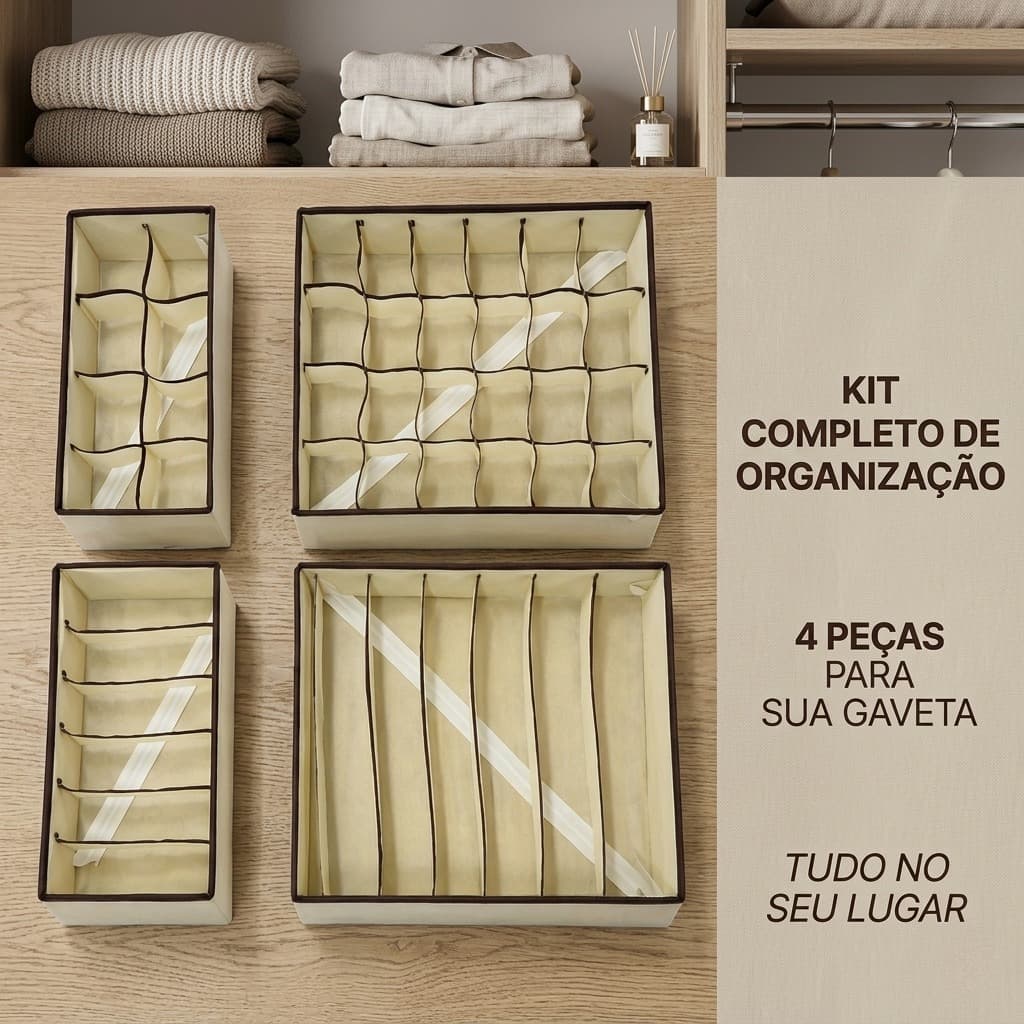 Kit organizador 4 uni TNT multiuso gavetas e armários - sortido