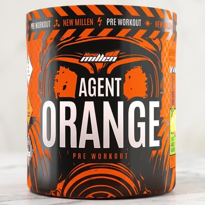 Pré Treino Agent Orange 250g 25 Doses Cafeína + Citrulina + Beta Alanina + coqueteleira new millen