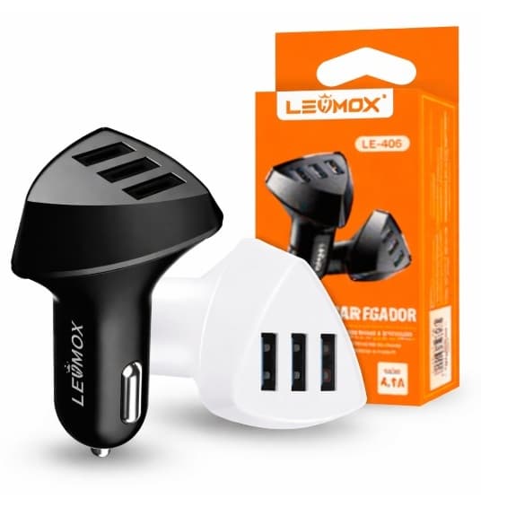 Carregador Veicular Com 3 Saídas Usb para Celular Android ou IOS