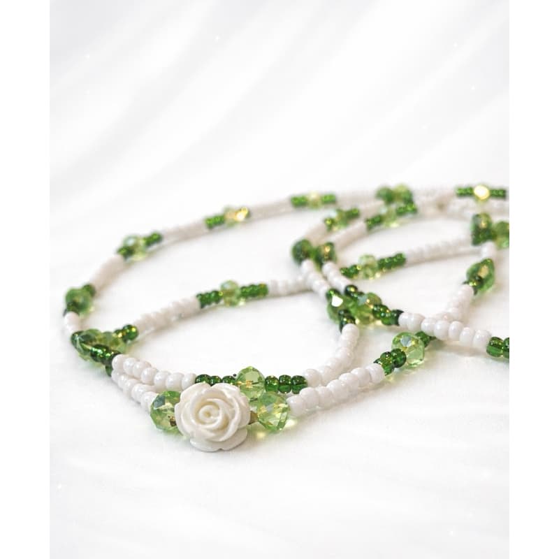 Guia Oxóssi Verde Branca|Cristais|Candomblé Odé |Proteção Espiritual Prosperidade Abertura de Caminhos Amuleto Religioso