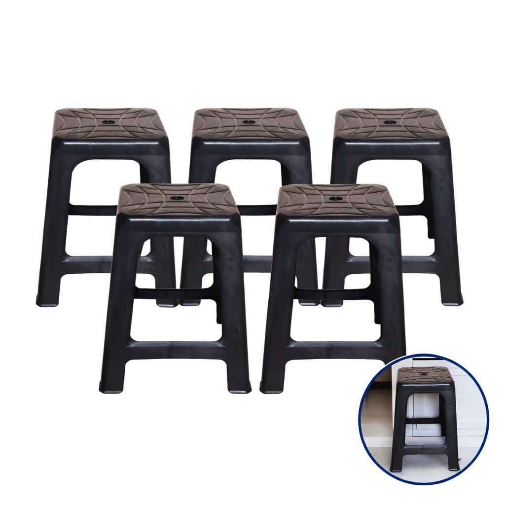 BANQUETA PLÁSTICA REFORÇADA PRETA SUPORTA 120KG BANCO MULTIUSO RESISTENTE