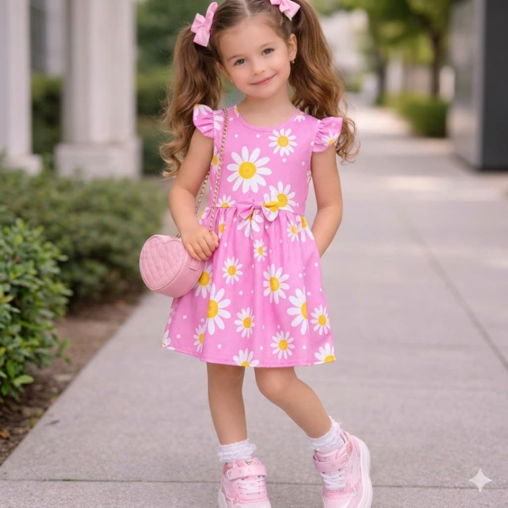 Vestido Infantil menina Estampado babado verão