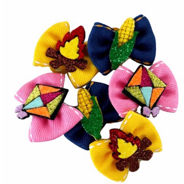 Laços Juninos Pet | Lacinhos Xadrez para Festa Junina | Acessórios Fofos para Pets | Enfeites PetShoP Lacinhos Juninos