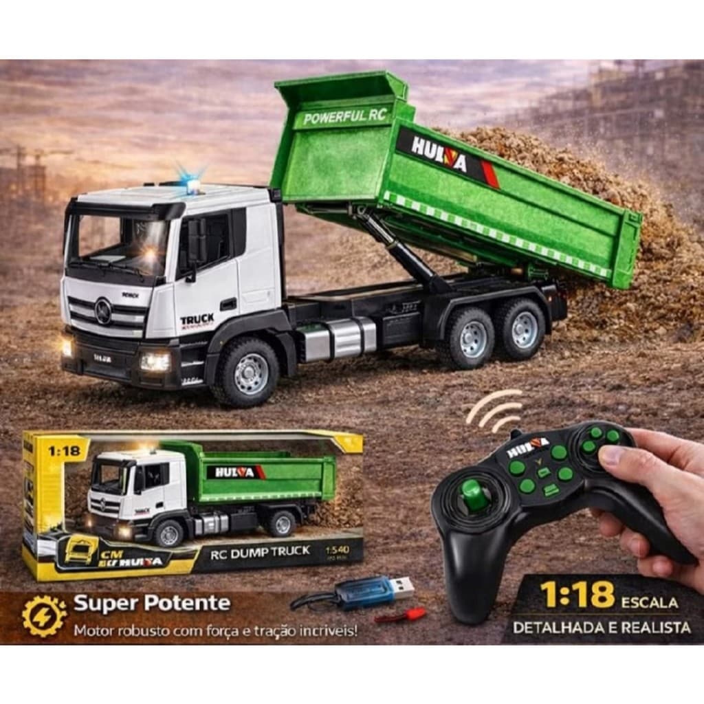 Caminhão Caçamba Huina 1556 Basculante Controle Remoto