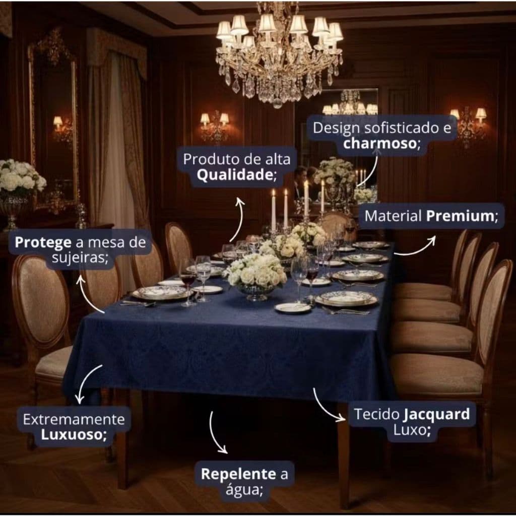 Toalha De Mesa Tecido Jacquard Retangular Durável e Elegante 4/6/8 Lugares Luxo Promoção