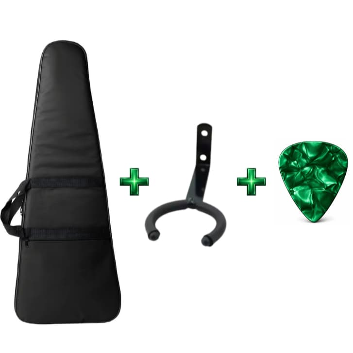 Kit Capa Bag Guitarra Luxo + Suporte Para Guitarra + Palheta