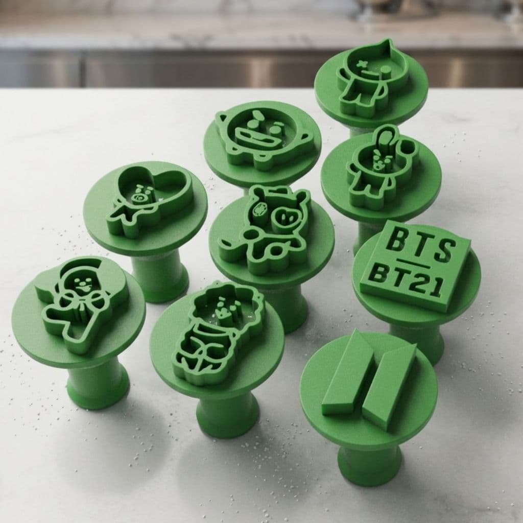 Kit 9 Carimbos Doces BTS Brigadeiro BT21 - Chimmy, Cooky, Koya, Mang, RJ, Shooky e Tata