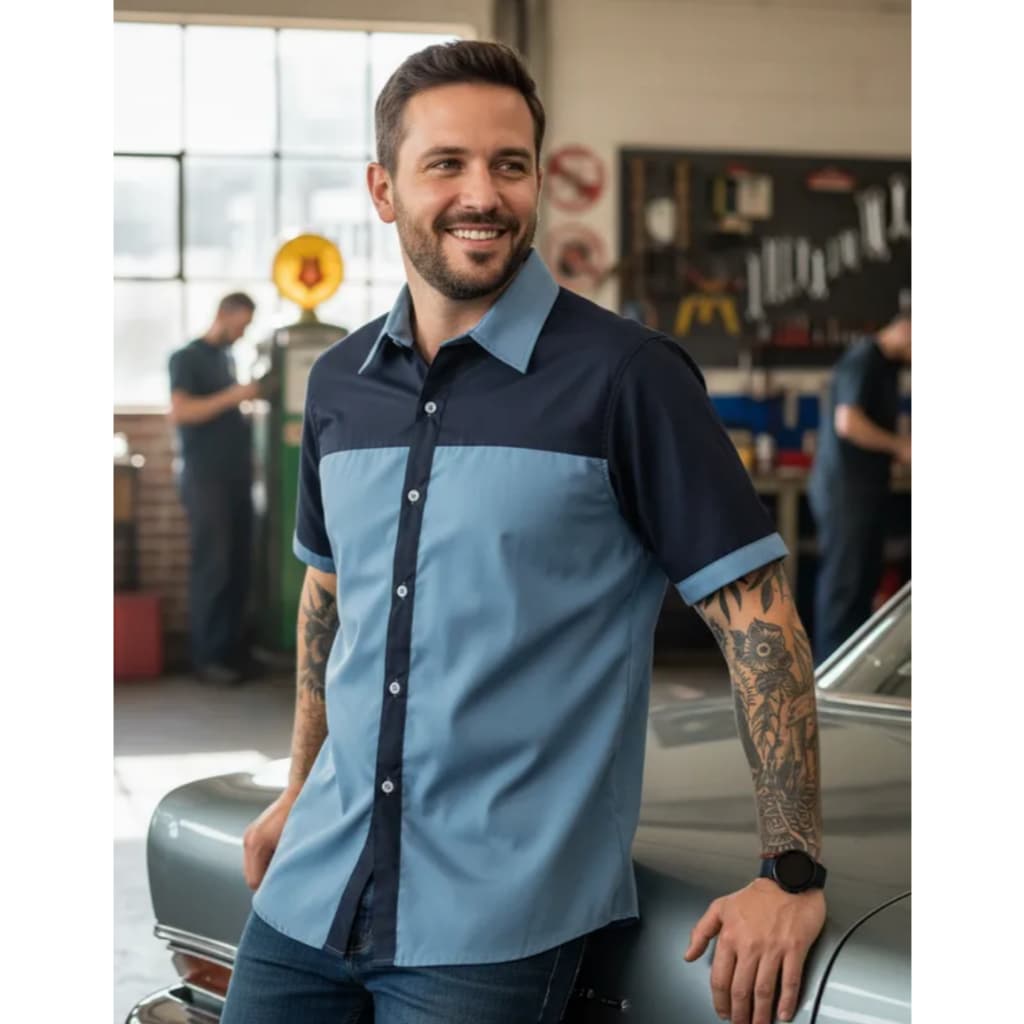 Camisa Masculina Social Uniforme Exclusiva Vallet Barbeiros Mecânicos Transportadoras Escritórios