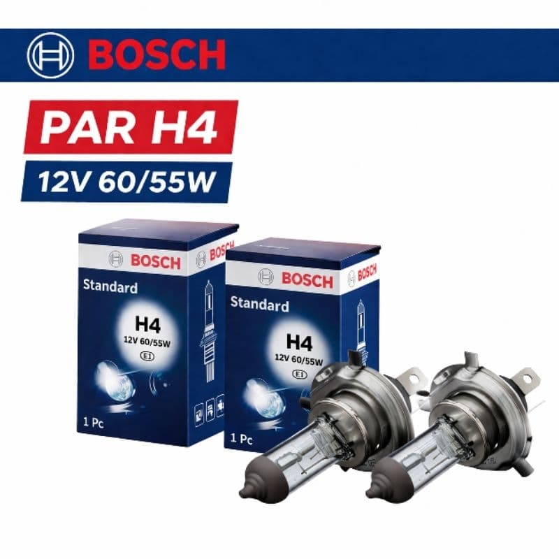 Par Lâmpada H4 Bosch 60/55W 12V Original P43T Farol Alto/Baixo