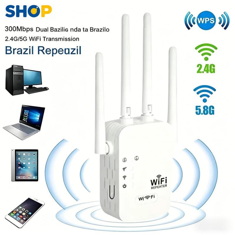 Repetidor Amplificador De Sinal Wifi 300/mbps Ultra Rápido Sinal Forte -G8