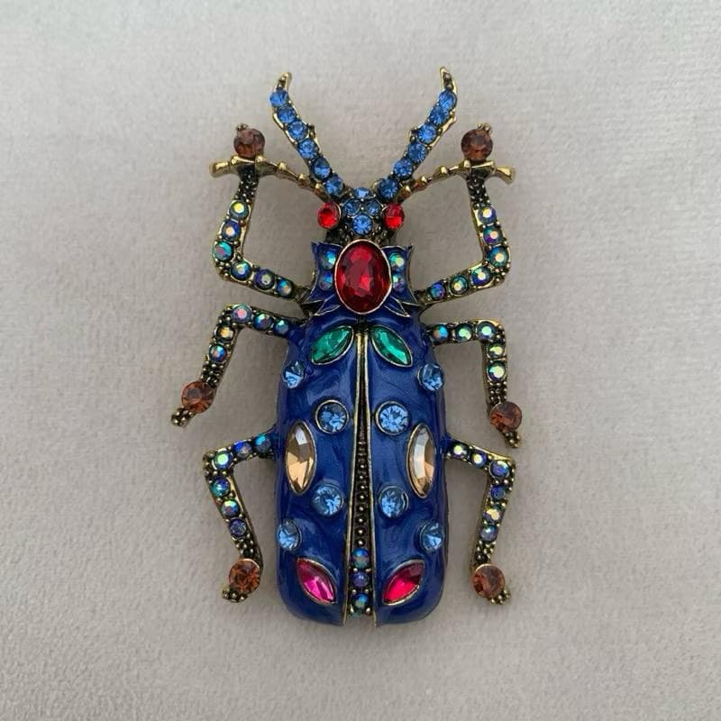 Broche escaravelho bezouro azul em metal