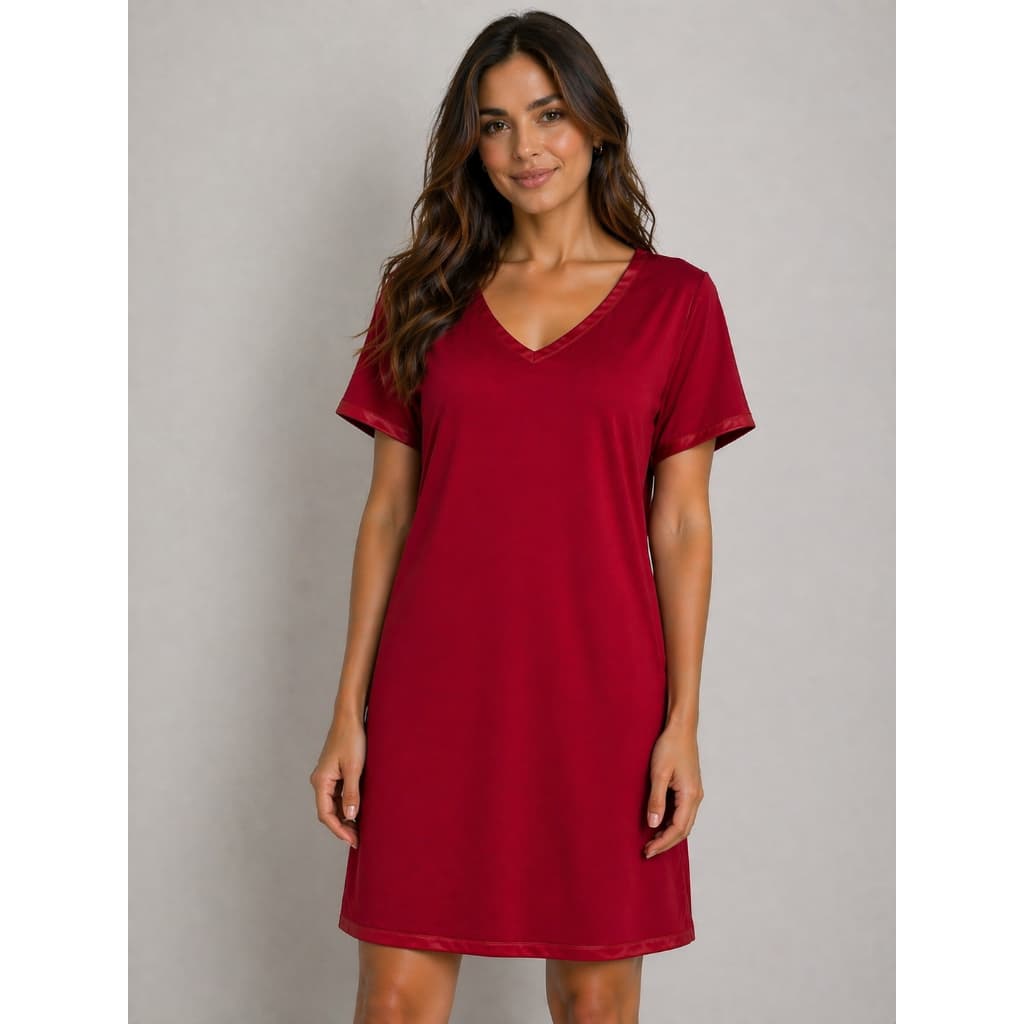 Camisola Feminina Suede Lisa Manga Curta Confortável Moda Noite