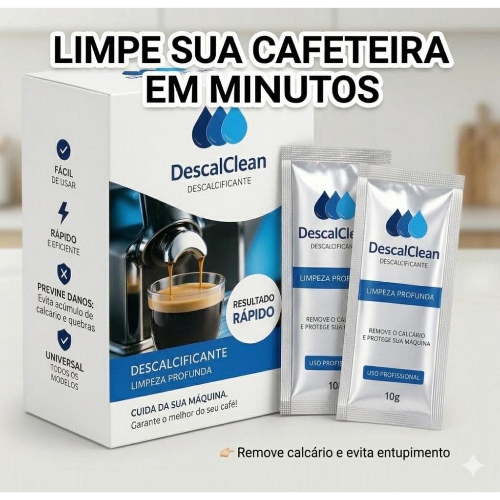 Descalcificante Cafeteira Dolce Gusto Nespresso 10 Sachês Remove Calcário Limpeza Máquina Café USE O CUPOM
