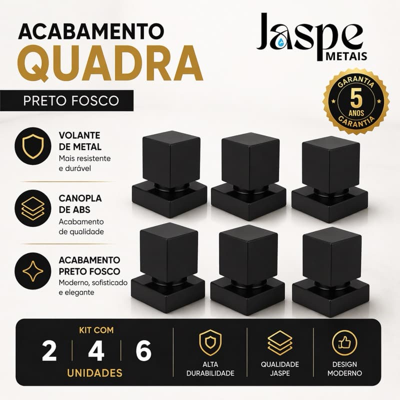 Acabamento Quadra Preto - Para Registro Padrão Deca - 2 , 4 e 6 Unidades