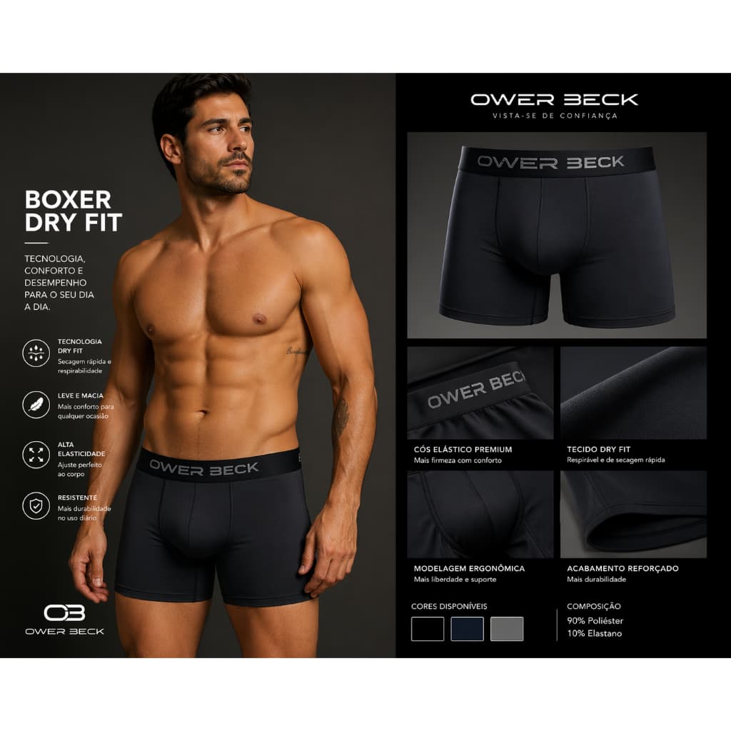 Kit 5 DRY FIT Cuecas Boxer Forro Algodão Cueca Box Furadinha Premium