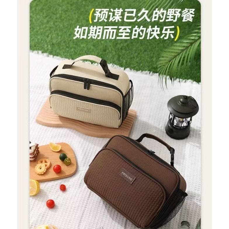 Bolsa Térmica Lancheira Com 2 Compartimentos Laterais+ Parte Interna Academia Fitness Praia Isolamento Térmico