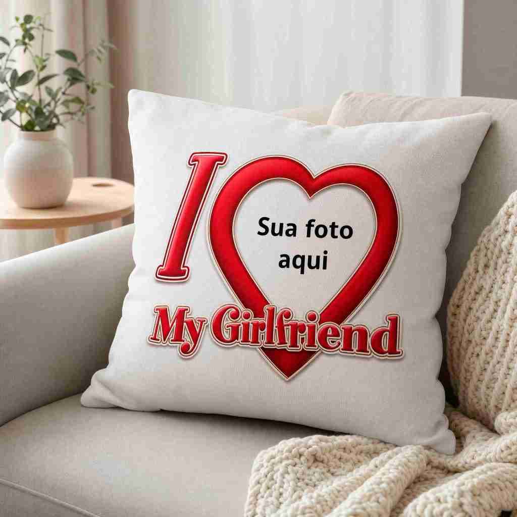 CAPA DE ALMOFADA 45X45 DECORATIVA  PERSONALIZADA COM SUA FOTO - MY GILFRIEND E MY BOYFRIEND