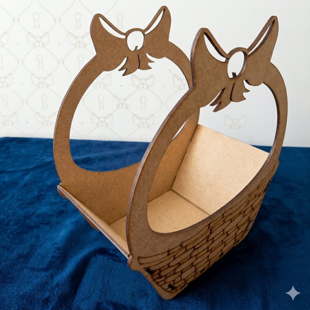 Kit 5 Cestas Decorativas MDF com Laço – Ideal para Presentes e Lembrancinhas