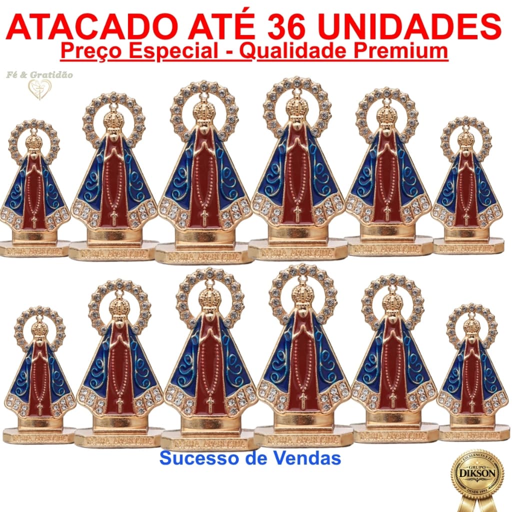Kit 12 a 36 Santinha Nossa Sra Aparecida Painel Carro Caminhao Mesa Dupla Face Auto Colante Proteção