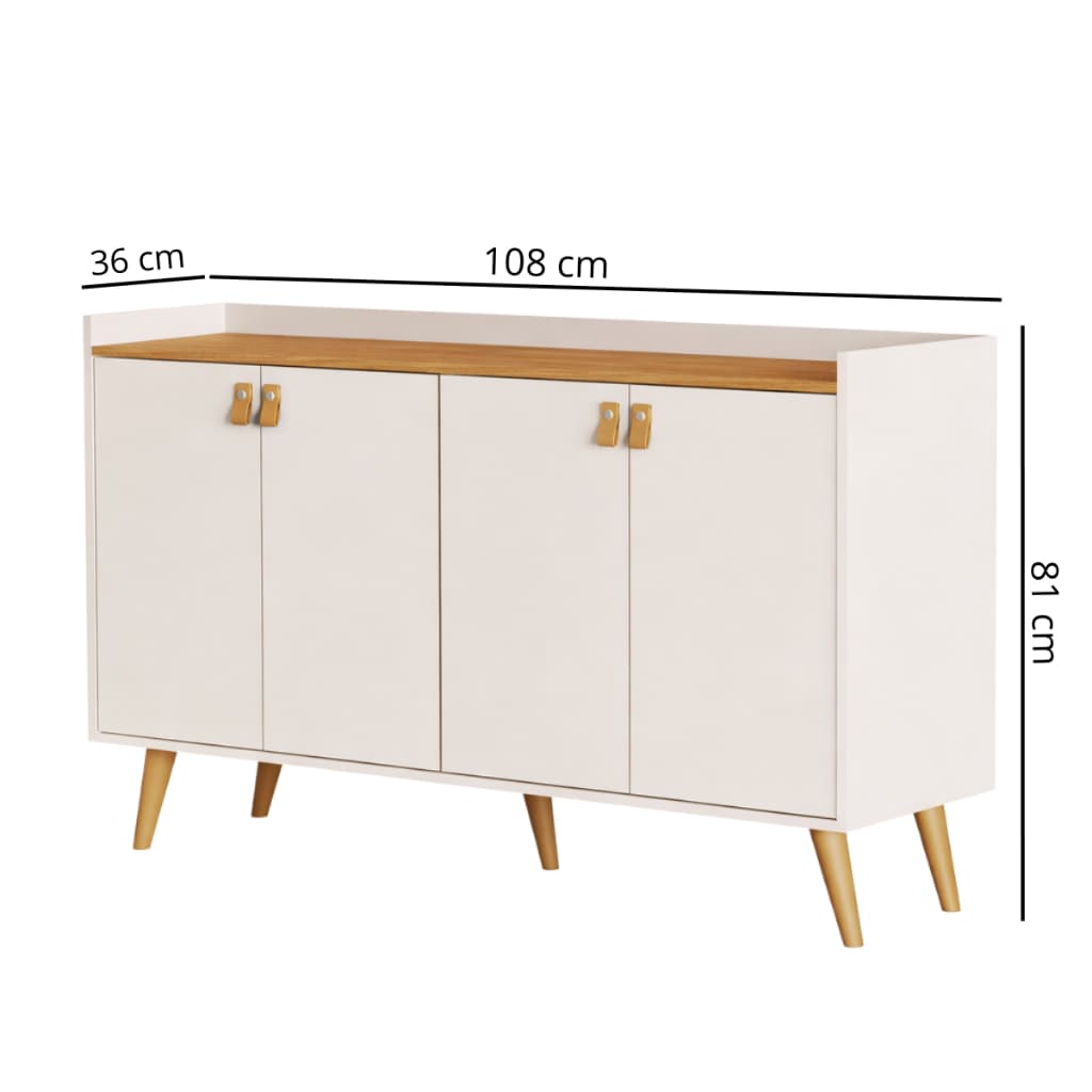 Aparador Buffet Retrô Cantinho Do Café Decoração Sala Estar 2,3,4 Portas Luana Cores Prateleira - AC