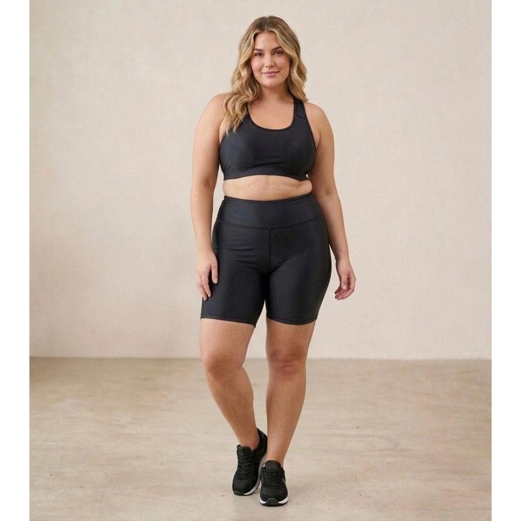Short Plus Size Legging Cintura Alta Feminino Bermuda Suplex Meia Coxa Fitness
