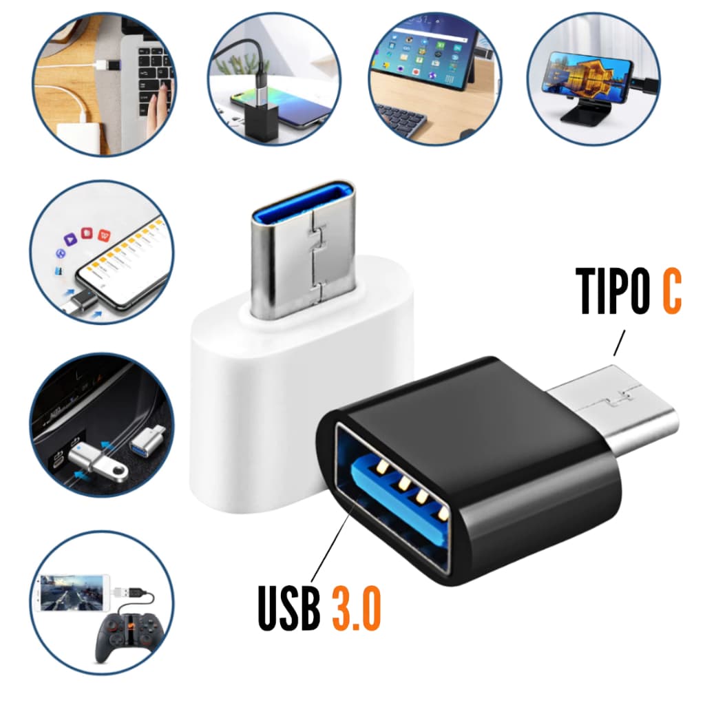 Adaptador USB Tipo C para Transferência de Dados de Computadores e Telefones
