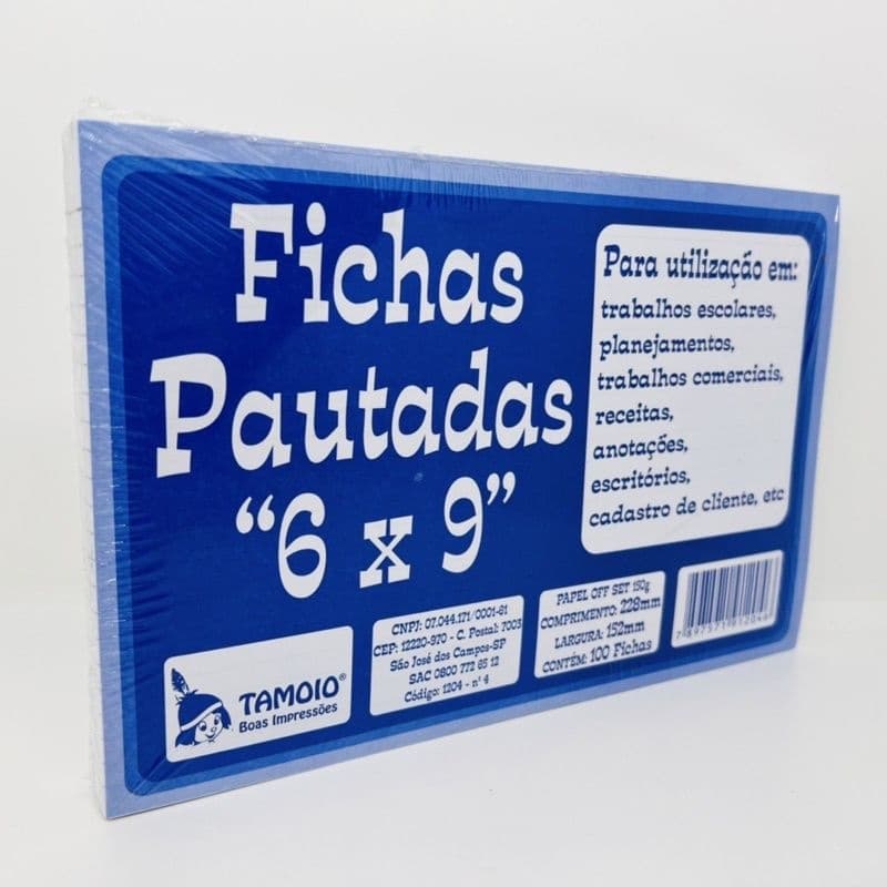 Bloco de Fichas Pautadas Tamoio 100 Folhas 150g/m² Ideal para Anotações