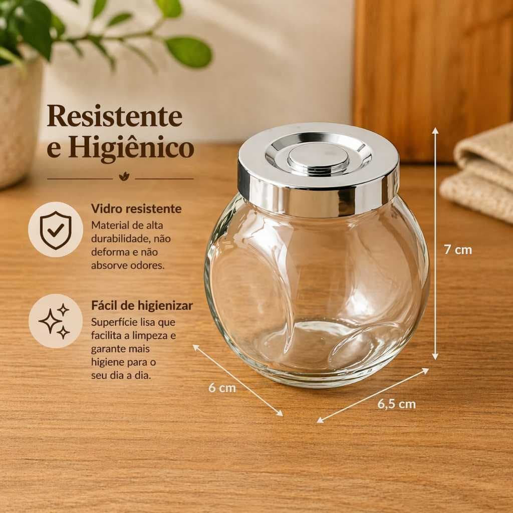 Kit 4 Porta Condimentos Em Vidro Pote Com Tampa Para Tempero