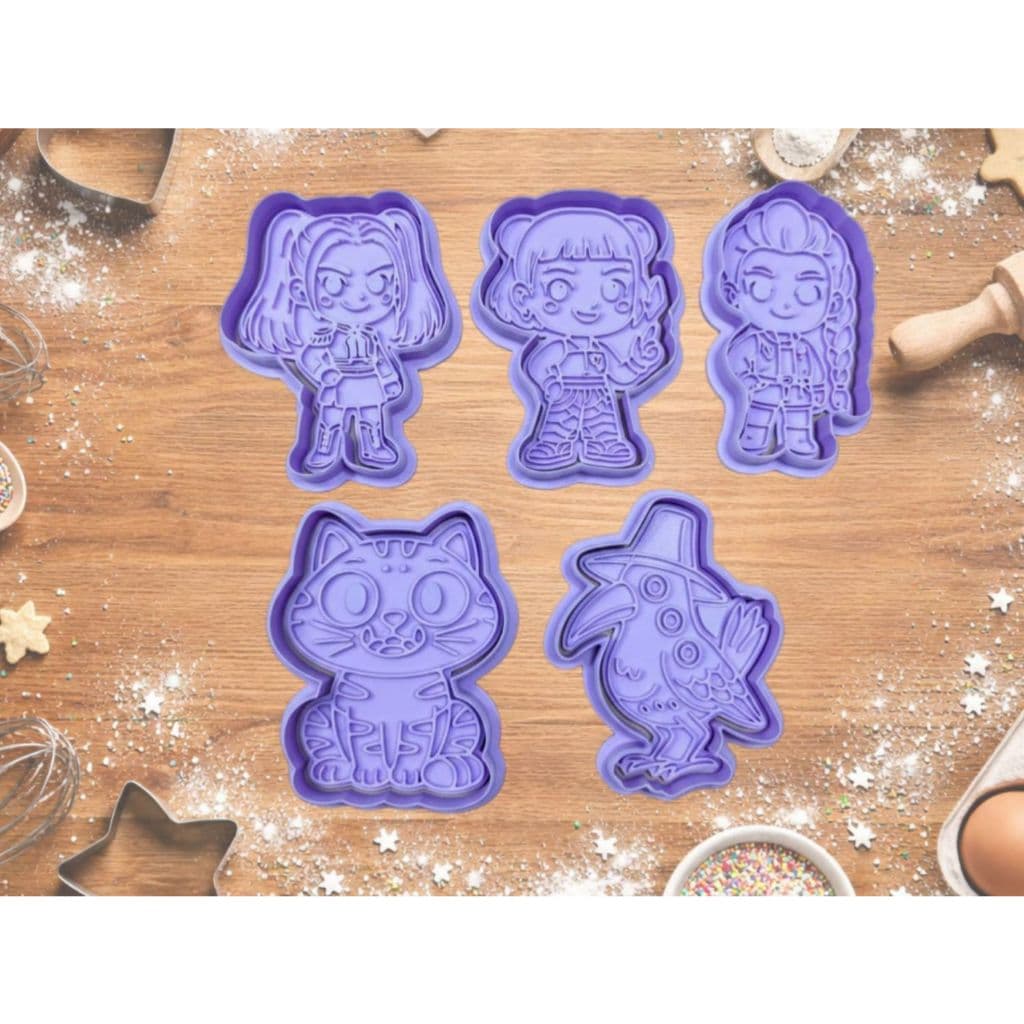 Kit 5 Cortador e Marcador Biscoito Pasta Americana - Kpop Demon Hunters