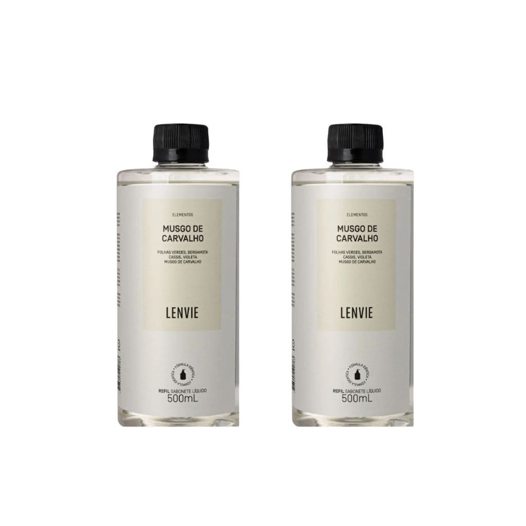 Refil Sabonete Líquido Lenvie Musgo Carvalho 500ml Kit 2 | Fragrância Amadeirada
