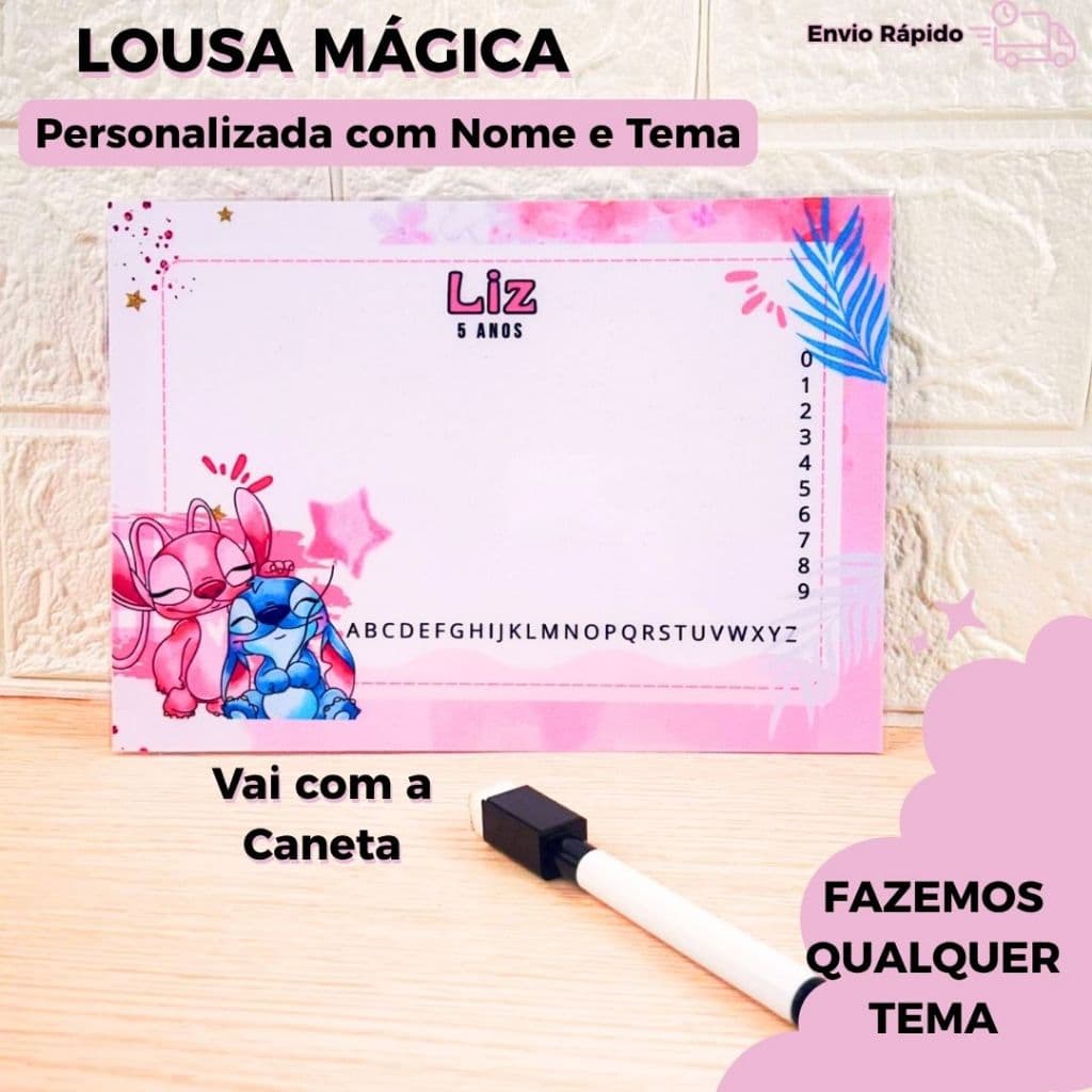 Lousa Mágica Personalizada Infantil |Educativo Reutilizável | Com Nome e Tema |Lembrancinha Criativa