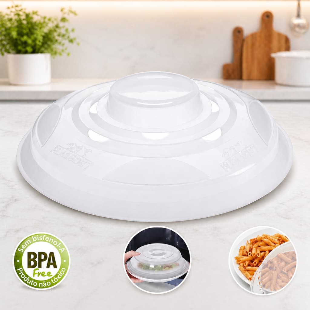 Tampa para Microondas 28cm Anti Respingo Protetor  de Alimentos Universal Resistente BPA Free.