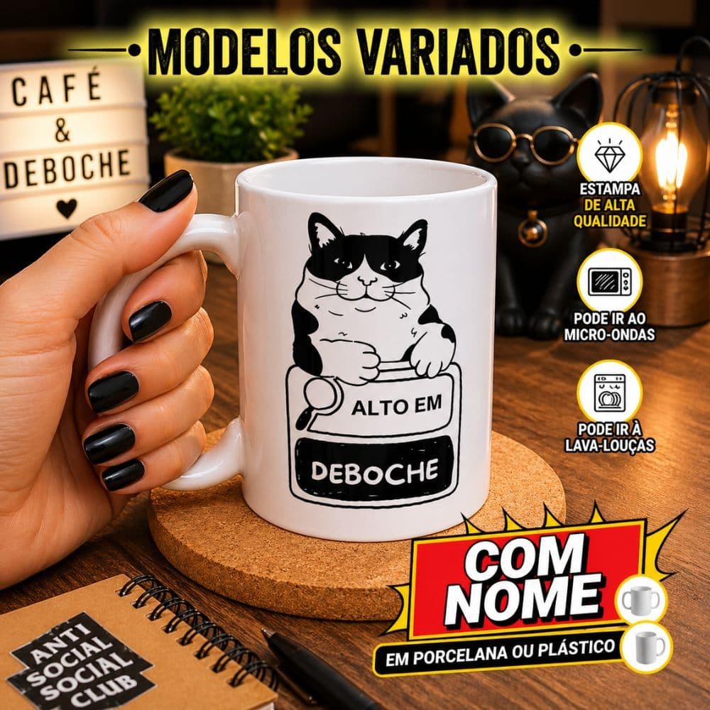 Caneca Personalizada Gatos Alto Em COM NOME ( Porcelana ou Plástico )