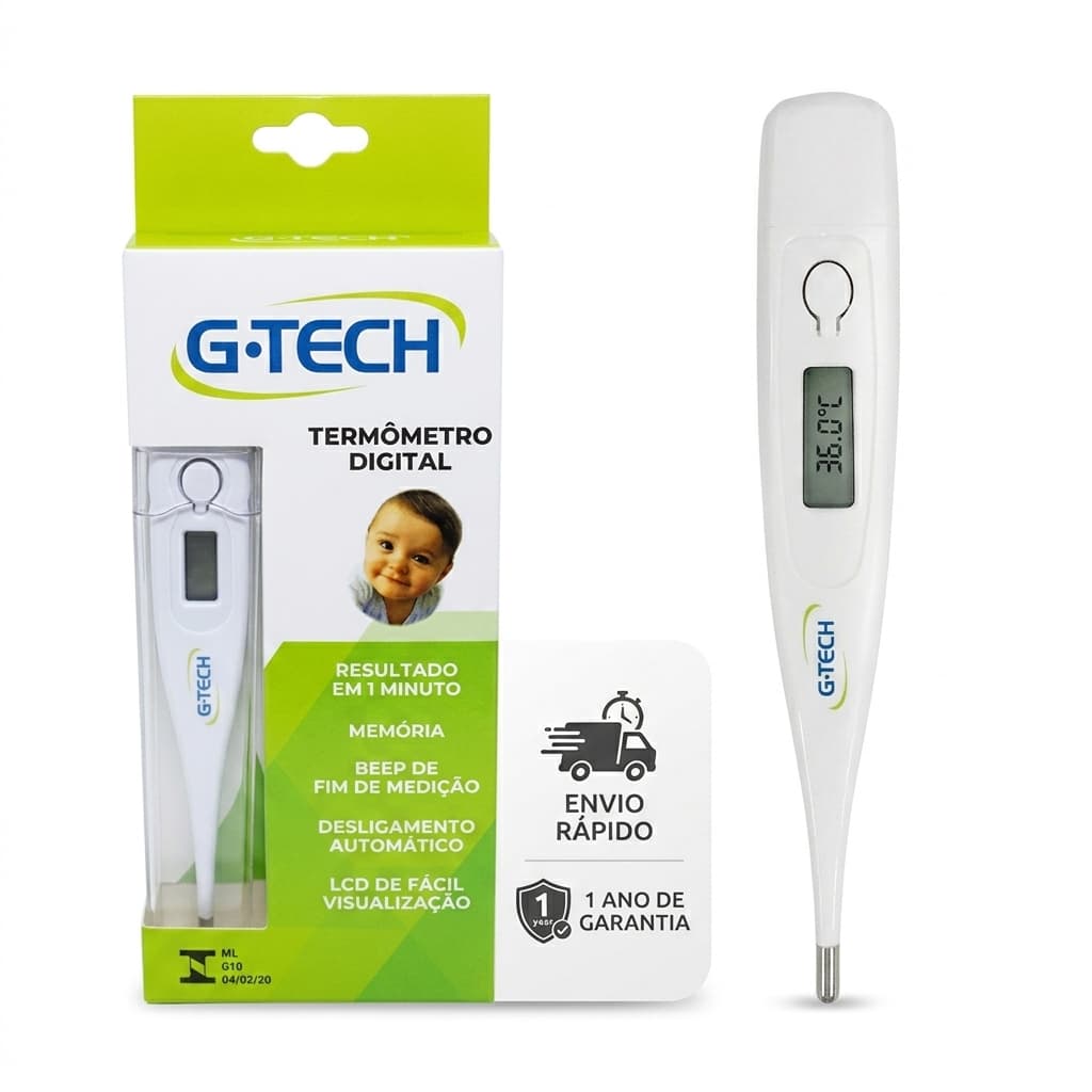 Termômetro Digital G-Tech Branco - Adulto E Infantil - Original TH1027
