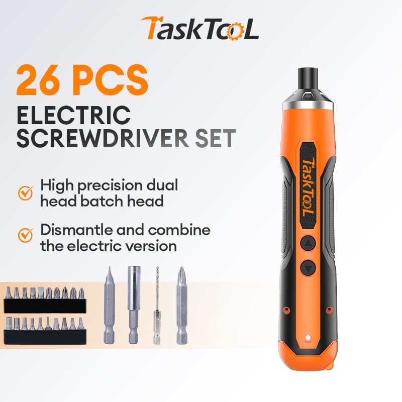 TaskTooL Chave De Fenda Elétrica Portátil Recarregável Com 26 Bits
