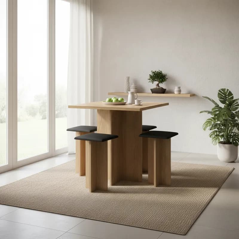 Mesa de Jantar Edna com 4 Banquetas estofadas Beauty Para Sala de Estar