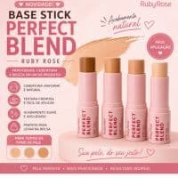 Base Em Bastão Ruby Rose Perfect Blend 6,68g com Cobertura Uniforme