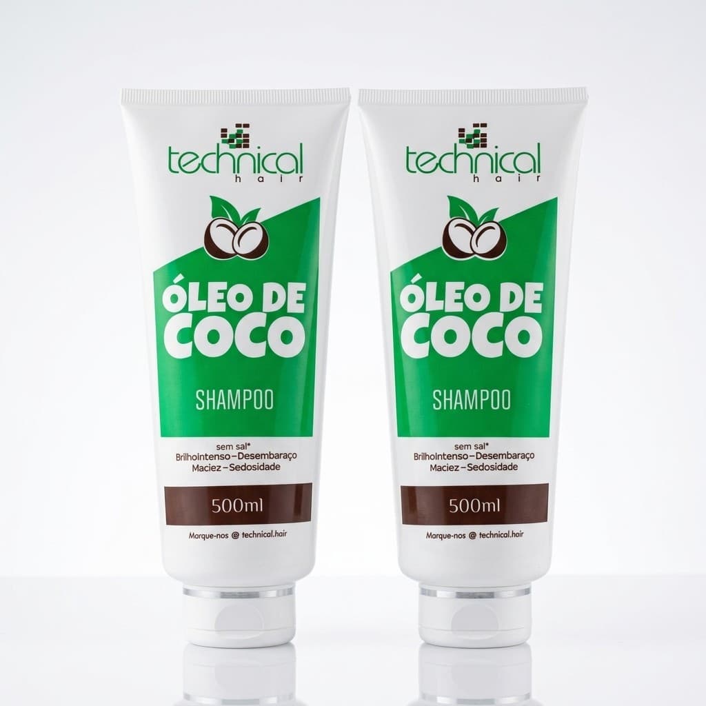 Shampoo Oleo de Coco Technical 500ml Cabelo Cacheado Hidratacao Brilho Intenso Maciez