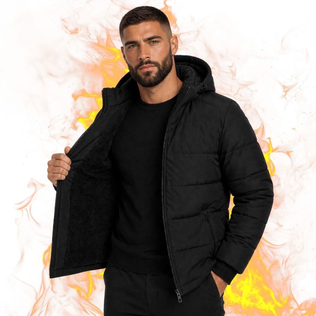 Jaqueta Masculina Bobojaco Forrada Térmica Peluciada Impermeável Corta Vento Com Capuz Removível Inverno Frio Intenso
