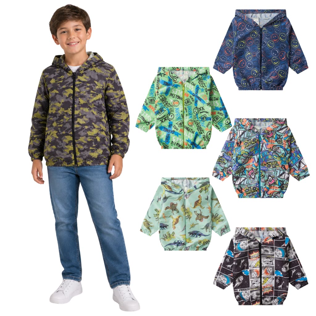 Kit 2 Jaquetas Masculinas Corta Vento Sortidas Infantil e Juvenil 4 ao 16